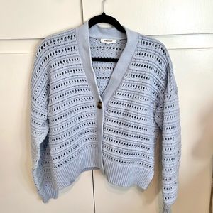 Madewell periwinkle blue crochet knit cardigan, size S